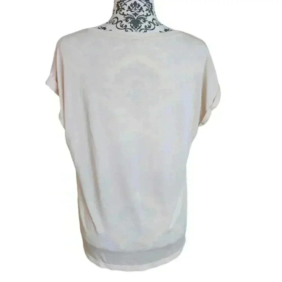 Esqualo T-Shirt Turn Up Sleeve Light Sand Beige Modal Soft Relaxed Women's XL - Picture 4 of 13